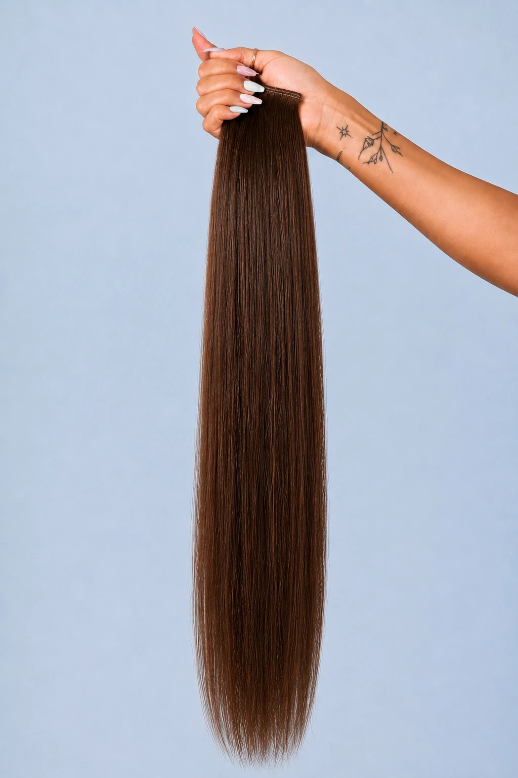 05 warm brown — genius weft, hand held, pale blue seamless