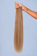 11 natural blonde — genius weft, hand held, pale blue seamless